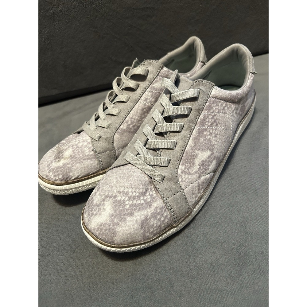 Dr Scholls Seaside Women's 11 Gray Snake Print Lace Up Casual Sneakers Shoes